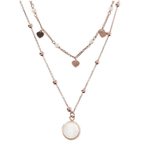 85867 8054704246372 WSBZ01793.WM COLLANA DUE FILI CON PIETRA NATURALE E CUORI GOLDEN ROSE