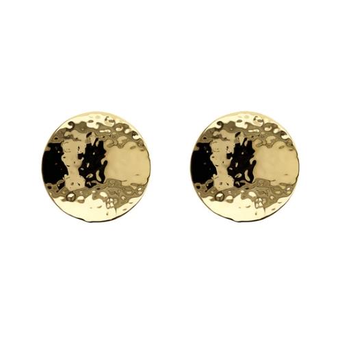 94212 8054704504670 WSET00734.YG ETRUSCA-ELECTROFORM HAMMERED ROUND DISC EARRINGS